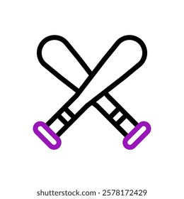Crossed bat icon for baseball or cricket sports