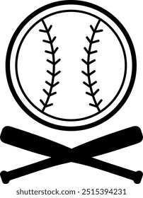 Crossed bats with baseball. Baseball sport game vector illustration