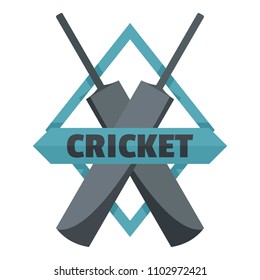 Crossed bats cricket logo. Flat illustration of crossed bats cricket vector logo for web design isolated on white background