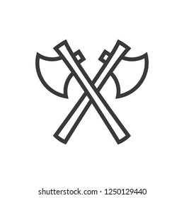 Crossed battle ax vector line icon
