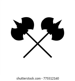 Crossed battle axe or battle axe with spike line art icon for games,vector