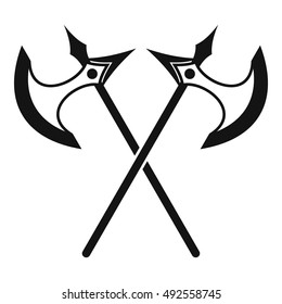 Crossed battle axes icon in simple style on a white background vector illustration