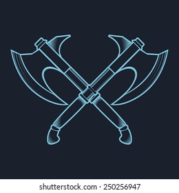 Crossed Battle Axes isolated on white background vector illustration