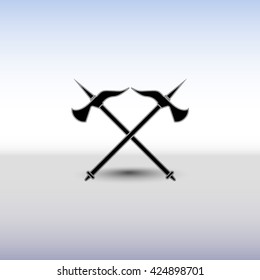 Crossed battle axes vector icon.