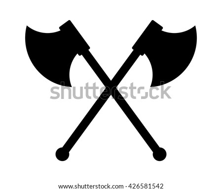 Crossed battleaxe or battle axe flat vector icon for games and websites