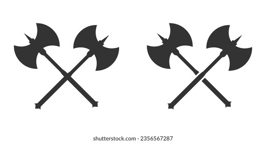 Crossed battleaxe icon. Vector illustration.