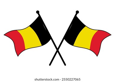 Crossed Belgian Flags on Black Poles – Versatile Vector Collection for Logo, Event, and Template Design, Editable and Scalable EPS File on White Background