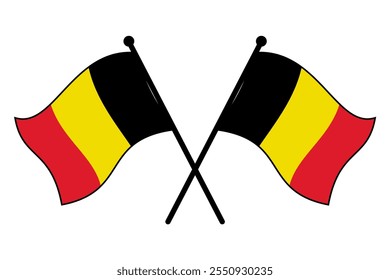 Crossed Belgian Flags on Black Poles – Versatile Vector Collection for Logo, Event, and Template Design, Editable and Scalable EPS File on White Background