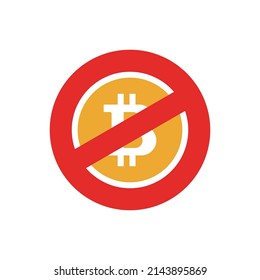 Crossed bitcoin symbol as a ban