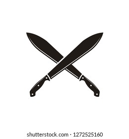 Crossed Black Blade Machete Sword symbol logo design