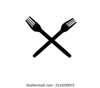 Crossed black fork for a restaurant