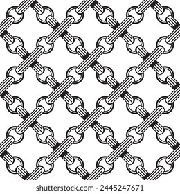 Crossed black shoelaces with holes vector seamless pattern or texture.