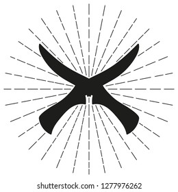 Crossed black silhouette knives. Vector illustration.