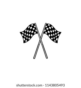 Crossed black and white checkered flags hand drawn outline doodle icon. Racing finish, competition concept. Vector sketch illustration for print, web, mobile and infographics on white background.