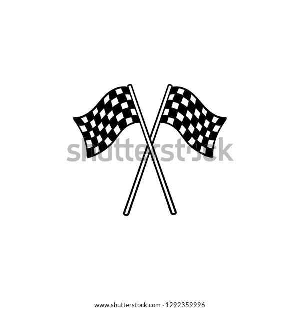 Crossed black and white checkered flags hand\
drawn outline doodle icon. Racing finish, speed victory concept.\
Vector sketch illustration for print, web, mobile and infographics\
on white background.