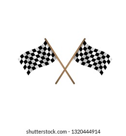 Crossed black and white checkered flags.Finish symbol. Flat illustration