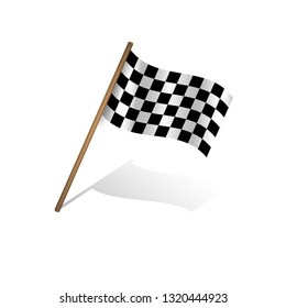 Crossed black and white checkered flags.Finish symbol. Flat illustration