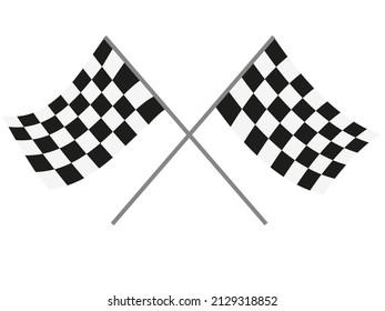 Crossed black and white flags logo conceptual for motorsport. Of checkered flags waving.  illustration vector 