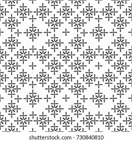 Crossed black and white seamless patterns. Monochrome geometric plus vector texture.