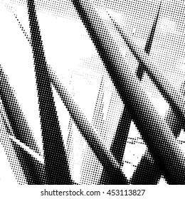 Crossed black and white strips.