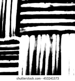 Crossed black and white strips.