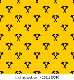 Crossed blacksmith hammer pattern seamless vector repeat geometric yellow for any design