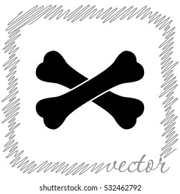 Crossed bones  black  vector icon