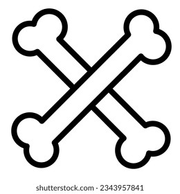 Crossed bones, halloween, crossbones line icon, halloween concept, horror night vector sign on white background, outline style icon mobile concept web design. Vector graphics.