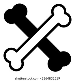 Crossed bones, halloween, crossbones solid icon, halloween concept, horror night vector sign on white background, glyph style icon for mobile concept and web design. Vector graphics