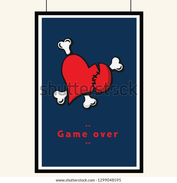 Crossed Bones Heart Broken Tattoo Vector Stock Vector Royalty Free 1299048595