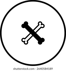 Crossed bones icon design in a simple black and white vector illustration