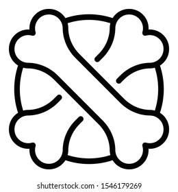 Crossed bones icon. Outline crossed bones vector icon for web design isolated on white background