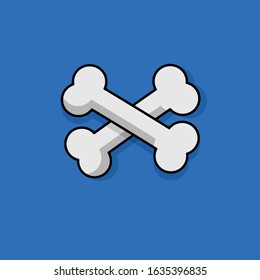 crossed bones icon or symbol. cartoon style.color icon.isolated on blue background.