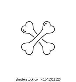 Crossed bones icon, Vector isolated line illustration.