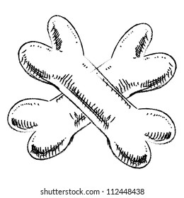 Crossed bones isolated on white background. Hand drawing sketch vector illustration