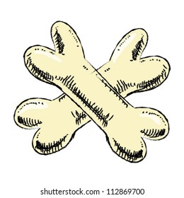 Crossed bones isolated on white background. Hand drawing sketch vector illustration