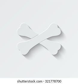 crossed bones vector icon - paper illustration