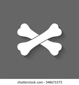 crossed bones vector icon with shadow