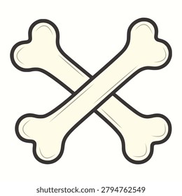 Crossed Bones Vector llustration Simple Skeletal Bone Icon Design For Cartoon And-Pirate Themes