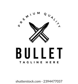 crossed bullet vintage logo vector illustration design, icon, symbol, weapons