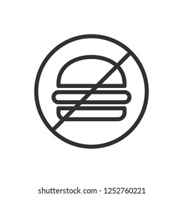 crossed burger. linear icon. Line with editable stroke