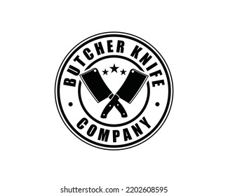 Crossed butcher knife shop symbol icon vintage logo vector