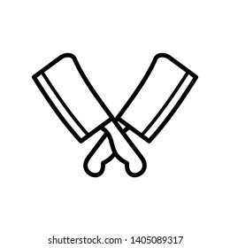Crossed butcher knives, Meat cleaver knife icon vector