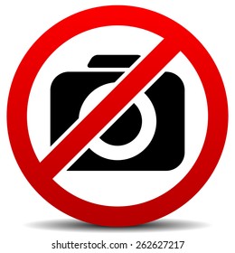 Crossed Camera Symbol, No Photo Sign with Rounded Camera