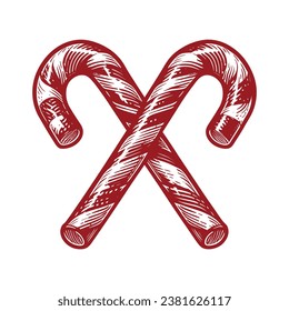 crossed candy canes Christmas sketch