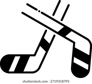 Icono de bastones de caramelo cruzados en blanco y negro