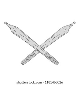 Crossed cannabis spliffs. Marijuana cigarette rolled. Vector illustration.