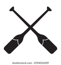 Crossed canoe boat paddle silhouette icon vector