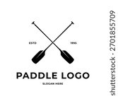crossed canoe paddle logo design concept vintage style