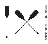 Crossed canoe paddles vector icon, Crossed boat paddles vector icon set. Water oars icon. oars glyph icon